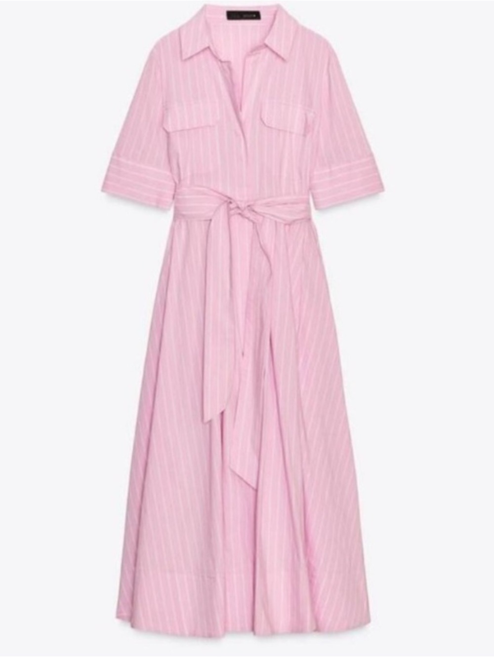 Zara Poplin Shirt Dress ZW Collection Pink Large (NWT) - Picture 4 of 11